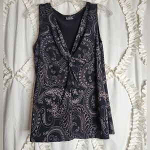 Vintage Y2K CKW Paisley Sleeveless Top Embellished Black sz Medium